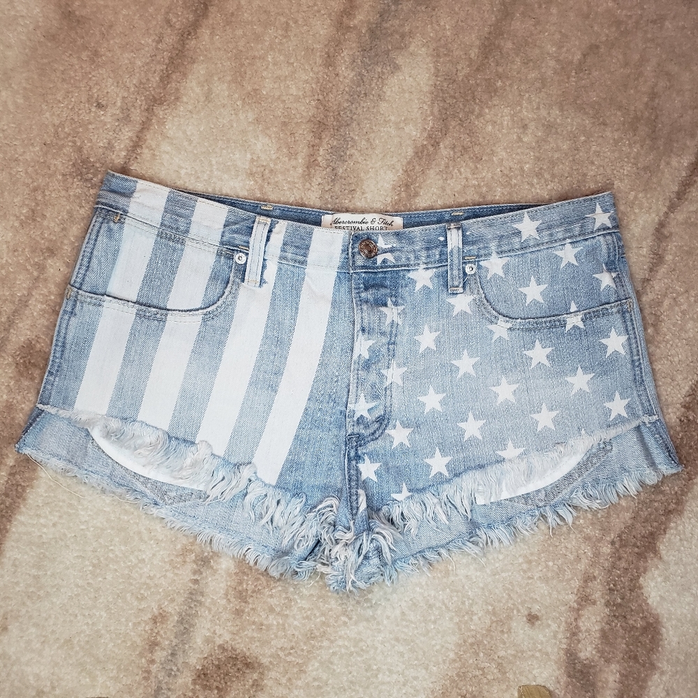American flag denim shorts